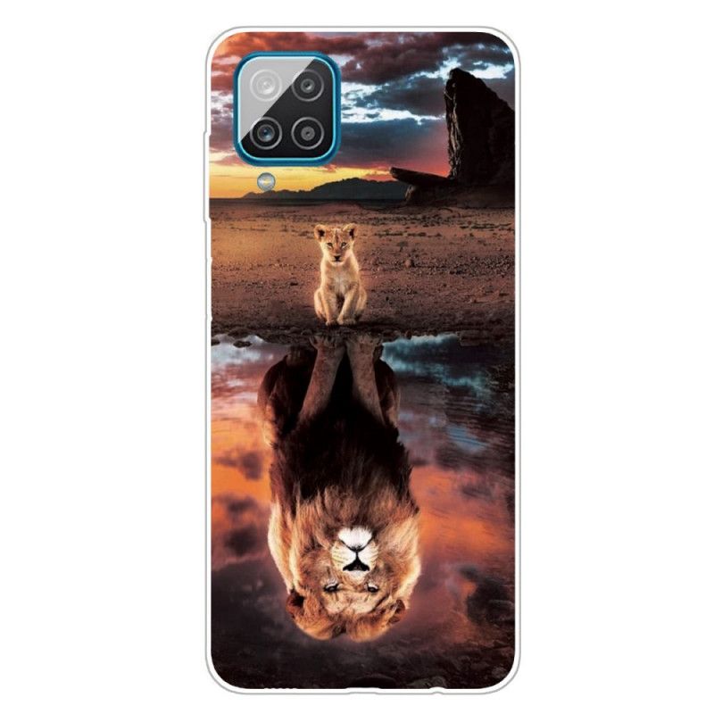 Cover Hoesje Samsung Galaxy A12 Telefoonhoesje Leeuwenwelpje Droom