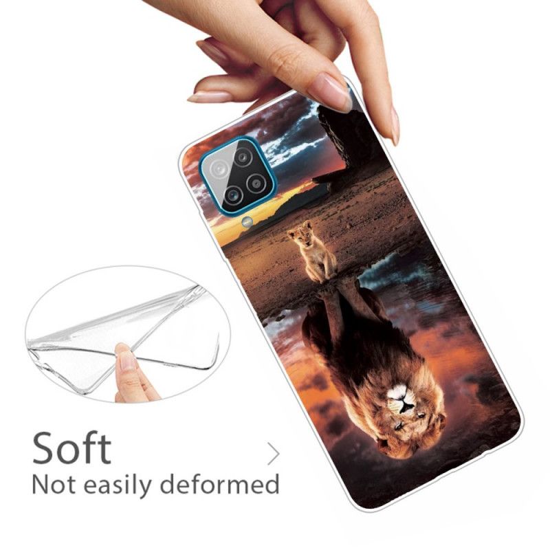 Cover Hoesje Samsung Galaxy A12 Telefoonhoesje Leeuwenwelpje Droom