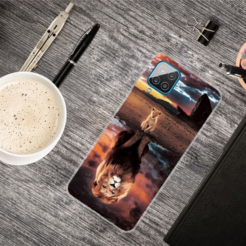 Cover Hoesje Samsung Galaxy A12 Telefoonhoesje Leeuwenwelpje Droom