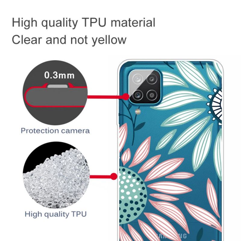 Cover Hoesje Samsung Galaxy A12 Telefoonhoesje Transparant Een Bloem