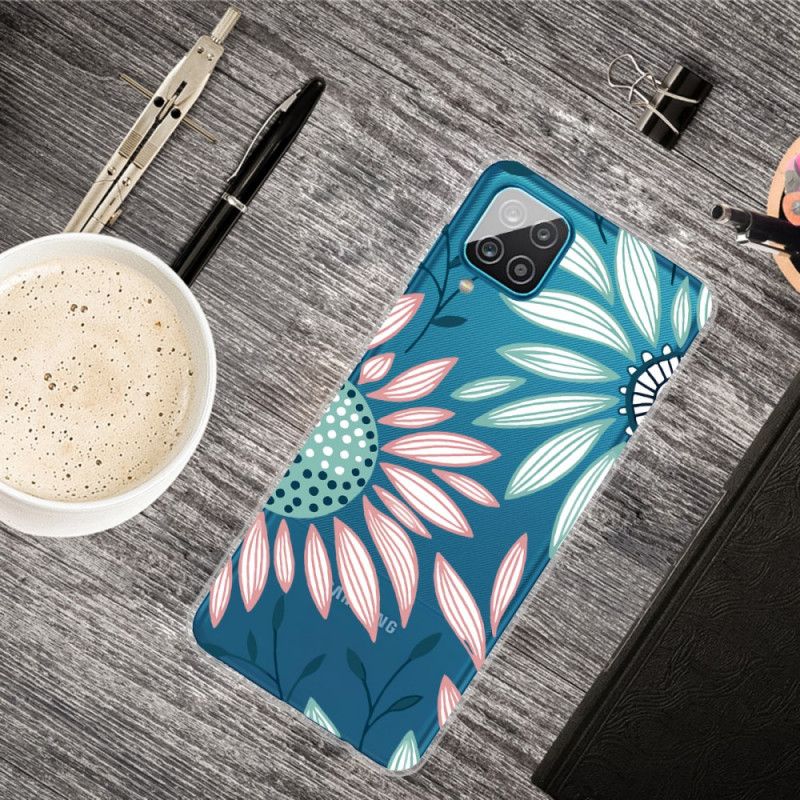 Cover Hoesje Samsung Galaxy A12 Telefoonhoesje Transparant Een Bloem