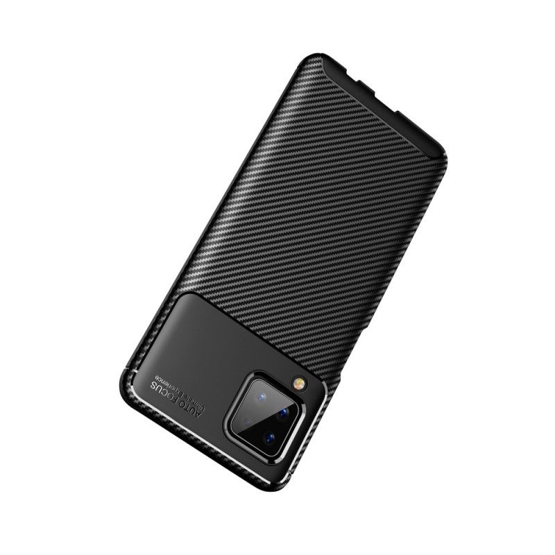 Hoesje Samsung Galaxy A12 Donkerblauw Zwart Flexibele Koolstofvezeltextuur