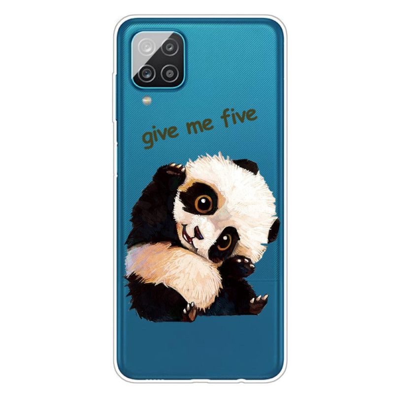 Hoesje Samsung Galaxy A12 Doorzichtige Panda Geef Me Er Vijf