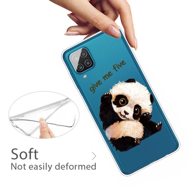 Hoesje Samsung Galaxy A12 Doorzichtige Panda Geef Me Er Vijf