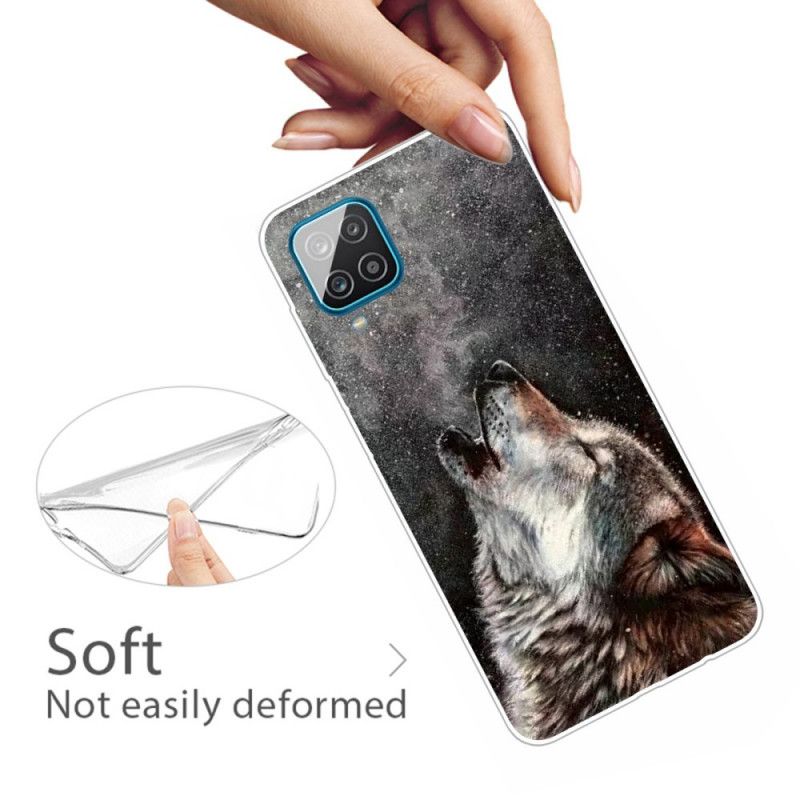 Hoesje Samsung Galaxy A12 Grijs Zwart Sublieme Wolf