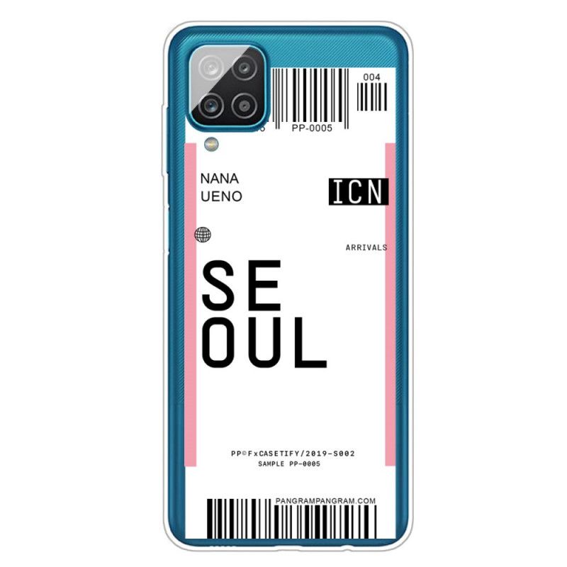 Hoesje Samsung Galaxy A12 Roze Magenta Instapkaart Naar Seoul