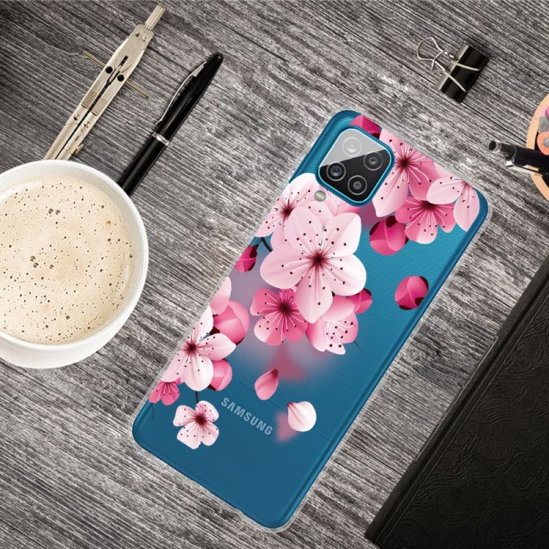 Hoesje Samsung Galaxy A12 Telefoonhoesje Kleine Roze Bloemen