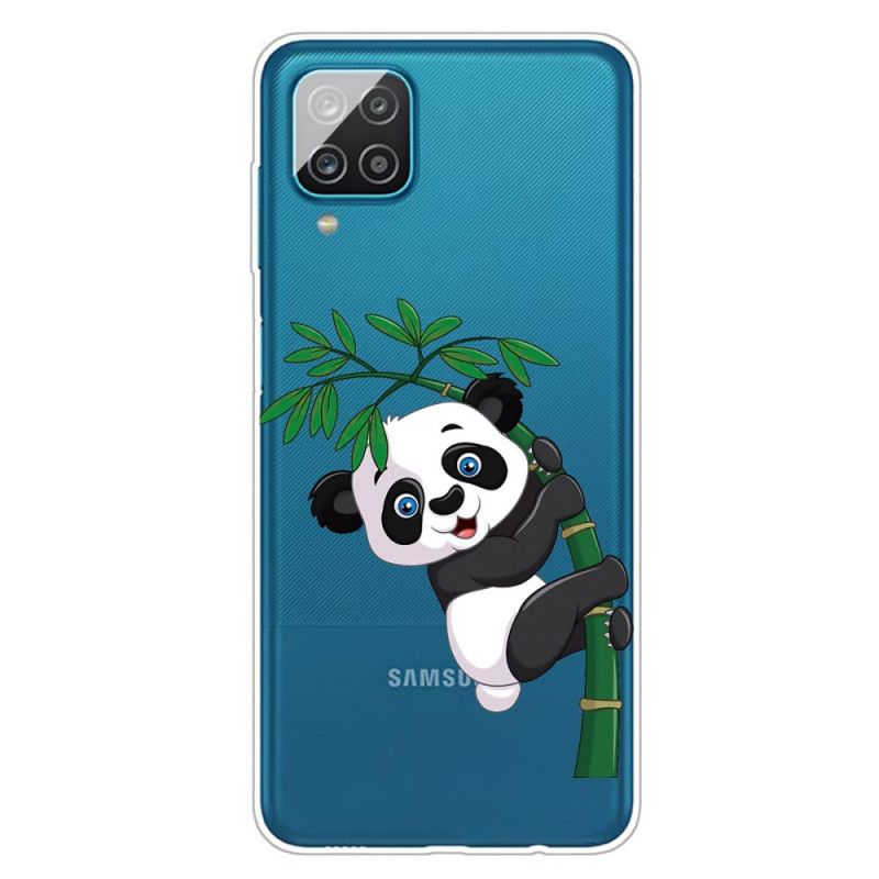 Hoesje Samsung Galaxy A12 Transparante Panda Op Bamboe