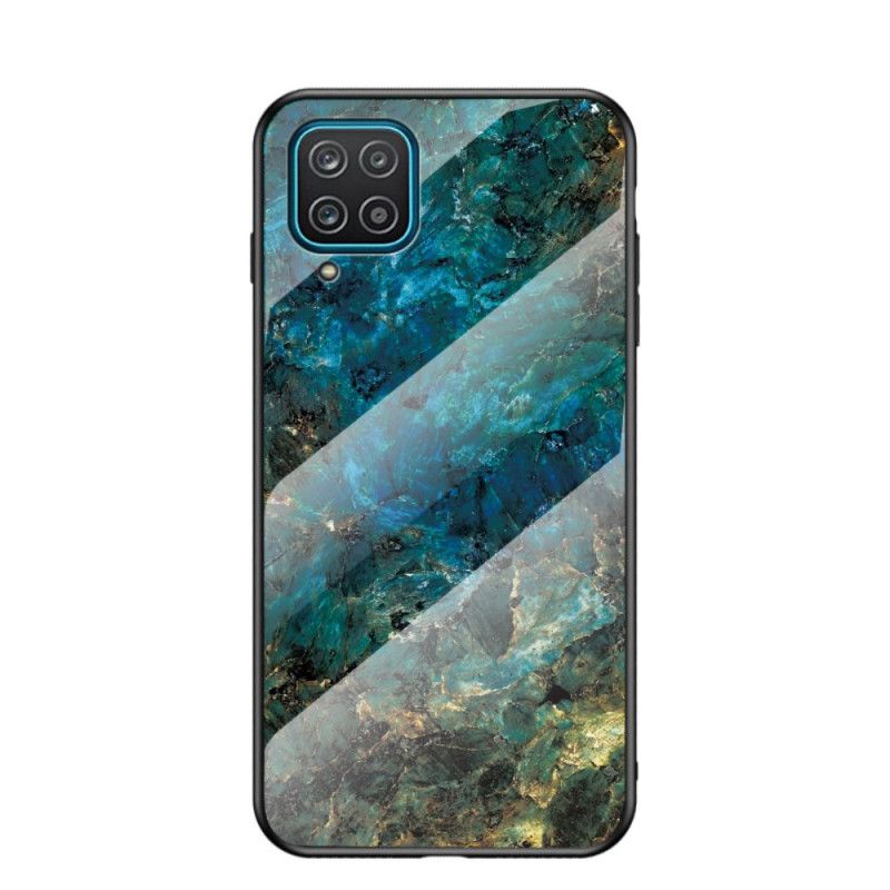 Hoesje Samsung Galaxy A12 Wit Zwart Premium Kleur Gehard Glas