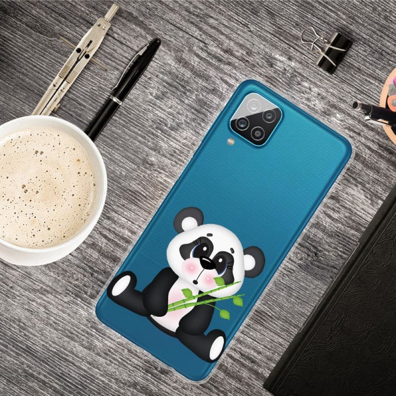 Hoesje voor Samsung Galaxy A12 Transparante Droevige Panda