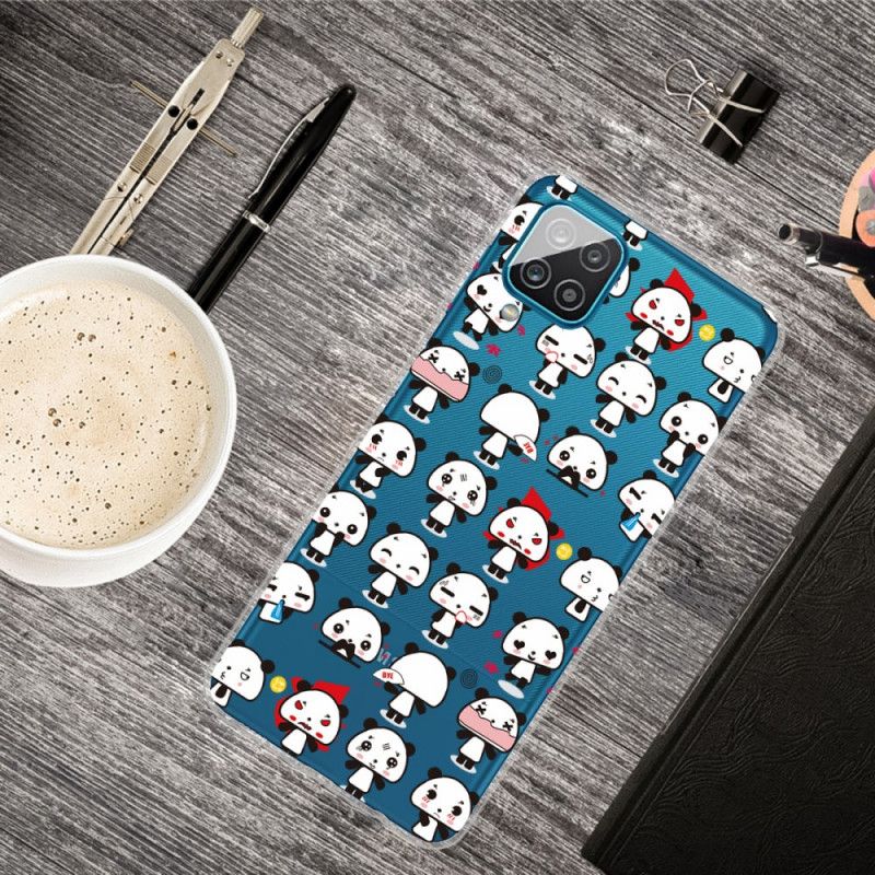 Hoesje voor Samsung Galaxy A12 Transparante Grappige Panda'S