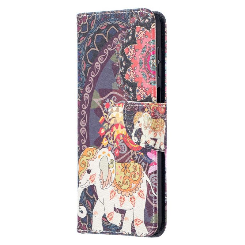 Leren Hoesje Samsung Galaxy A12 Telefoonhoesje Indische Olifant