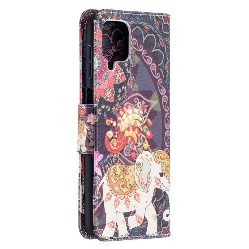 Leren Hoesje Samsung Galaxy A12 Telefoonhoesje Indische Olifant