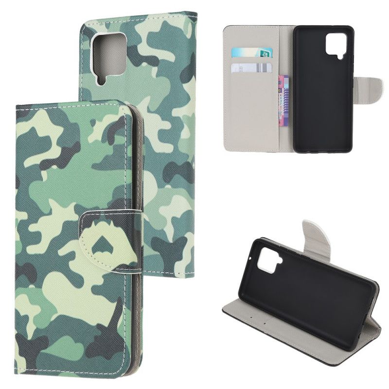 Leren Hoesje Samsung Galaxy A12 Telefoonhoesje Militaire Camouflage