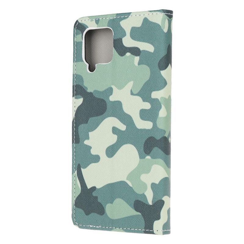 Leren Hoesje Samsung Galaxy A12 Telefoonhoesje Militaire Camouflage