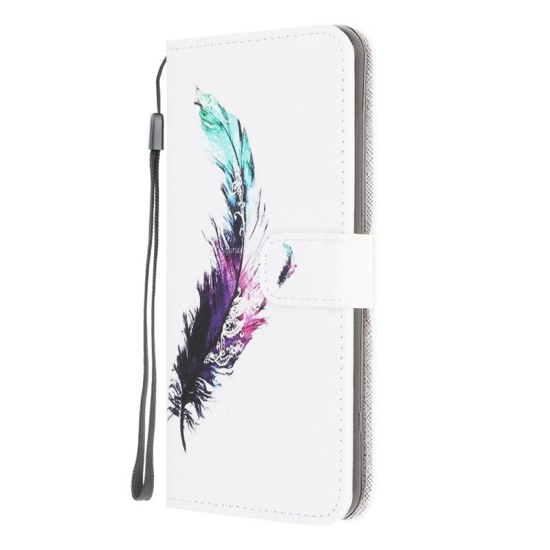 Leren Hoesje Samsung Galaxy A12 Veer Met String