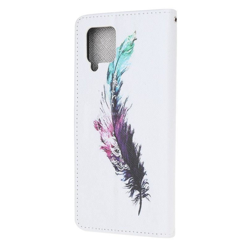 Leren Hoesje Samsung Galaxy A12 Veer Met String