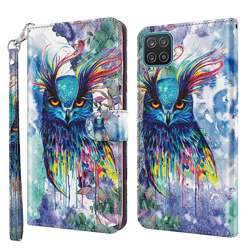 Leren Hoesje voor Samsung Galaxy A12 Aquarel Vogel