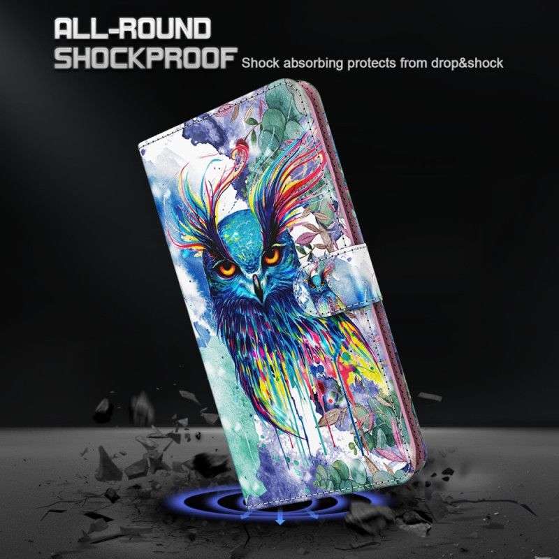 Leren Hoesje voor Samsung Galaxy A12 Aquarel Vogel