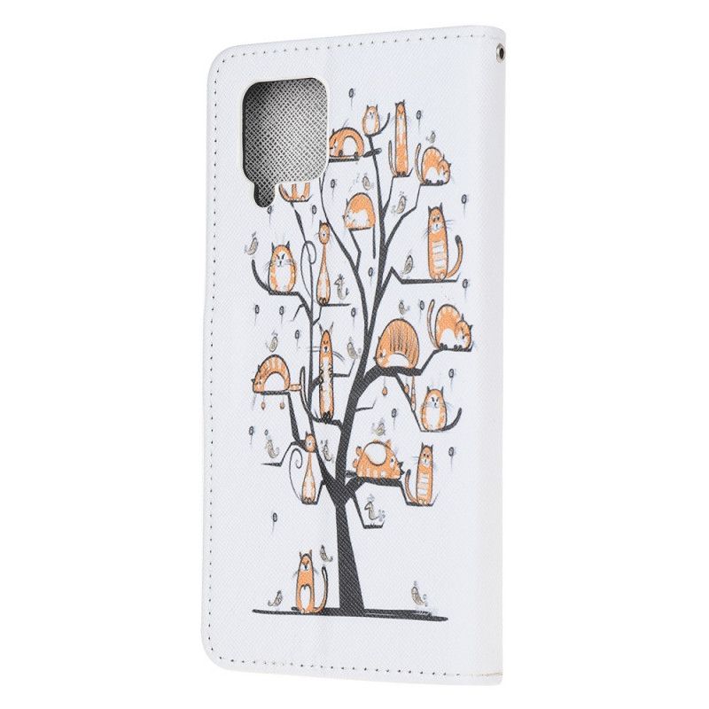 Leren Hoesje voor Samsung Galaxy A12 Funky String Katten