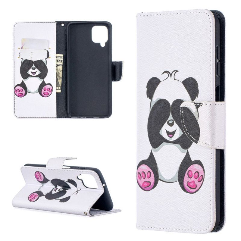 Leren Hoesje voor Samsung Galaxy A12 Leuke Panda