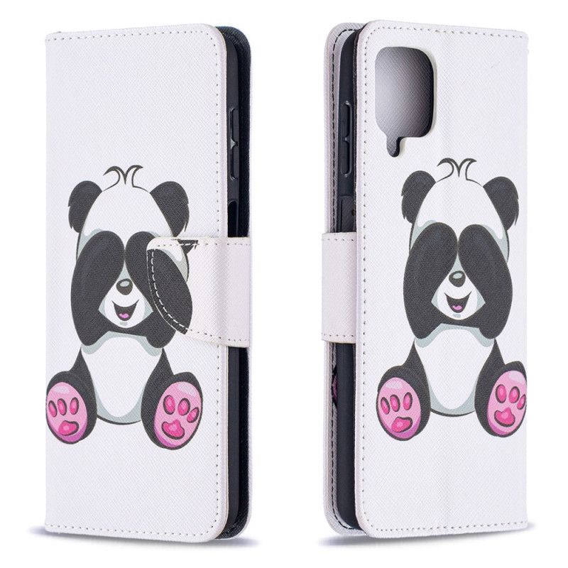 Leren Hoesje voor Samsung Galaxy A12 Leuke Panda