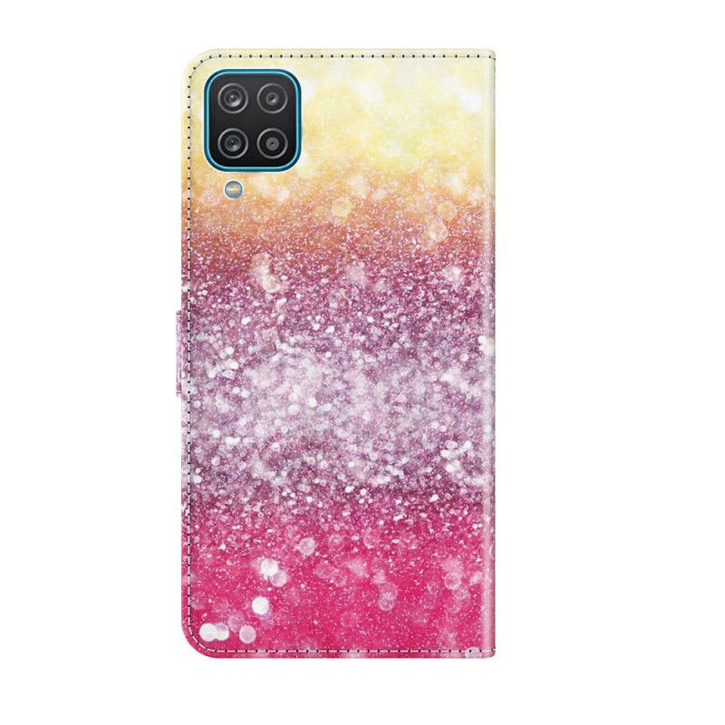 Leren Hoesje voor Samsung Galaxy A12 Verloop Magenta Glitter