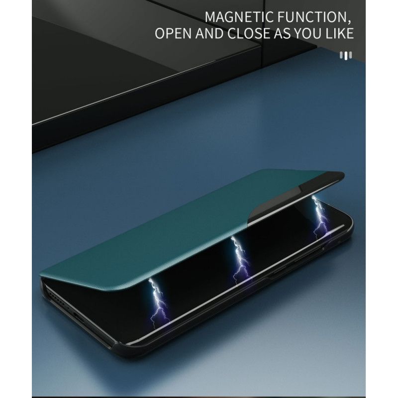 Zichtomslag Samsung Galaxy A12 Rood Zwart Kunstleer Met Textuur