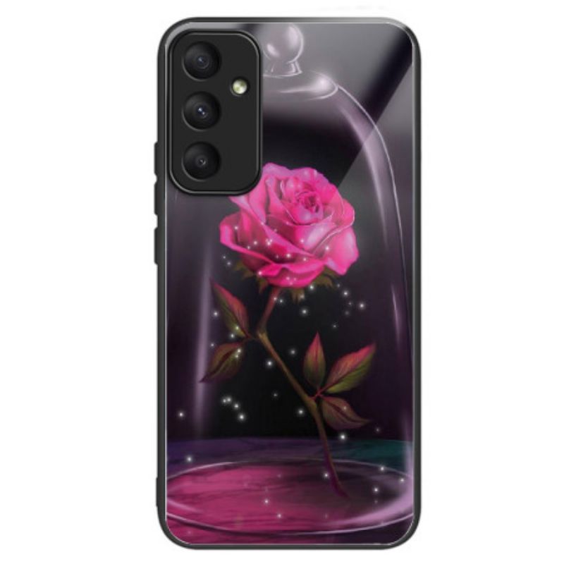 Case Hoesje Samsung Galaxy A55 5g Telefoonhoesje Roze Gehard Glas