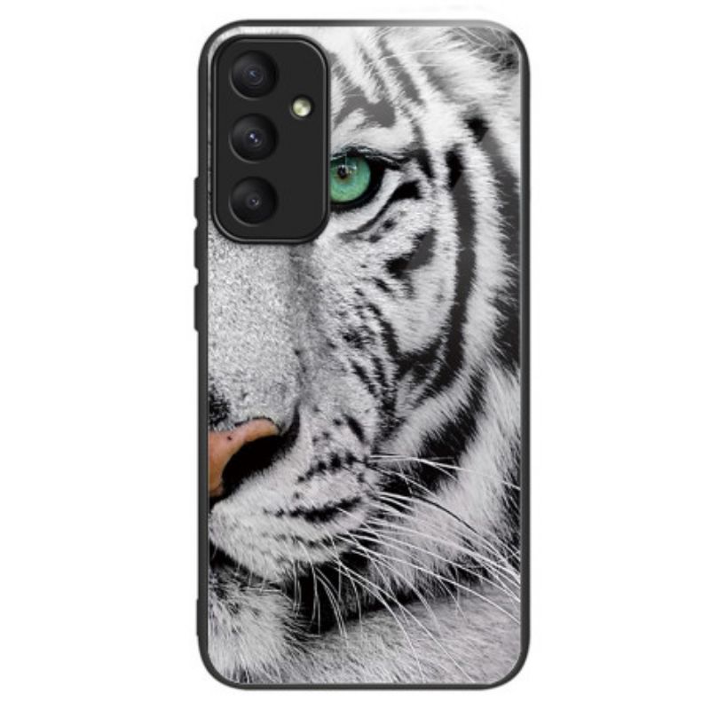 Case Hoesje Samsung Galaxy A55 5g Telefoonhoesje Wit Tijger Gehard Glas