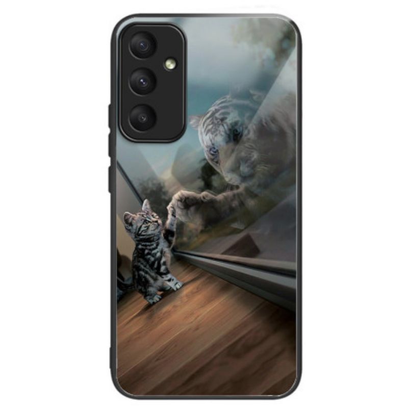 Cover Hoesje Samsung Galaxy A55 5g Telefoonhoesje Kattenspiegel Van Gehard Glas