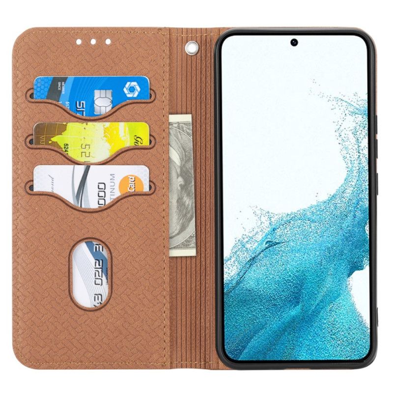 Flip Case Leren Samsung Galaxy A55 5g Geweven Structuur Met Riempje