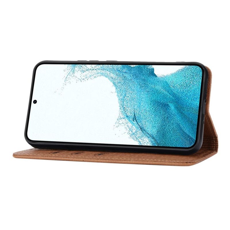 Flip Case Leren Samsung Galaxy A55 5g Geweven Structuur Met Riempje