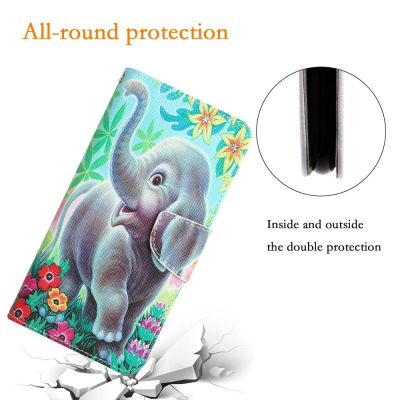 Flip Case Leren Samsung Galaxy A55 5g Olifant Met Riem