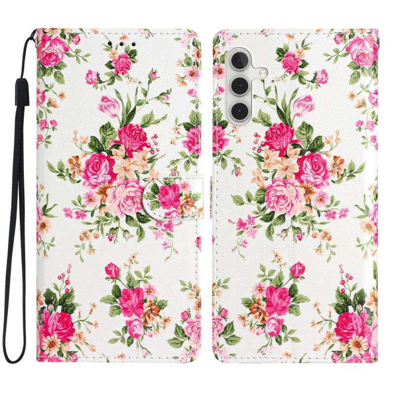 Flip Case Leren Samsung Galaxy A55 5g Vrijheidsbloemen In Lnaière