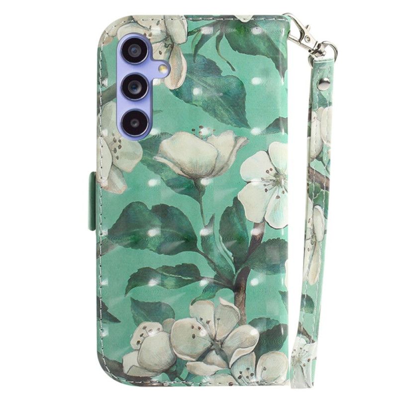 Folio-hoesje Samsung Galaxy A55 5g Telefoonhoesje Aquarelbloemen Met Riempje