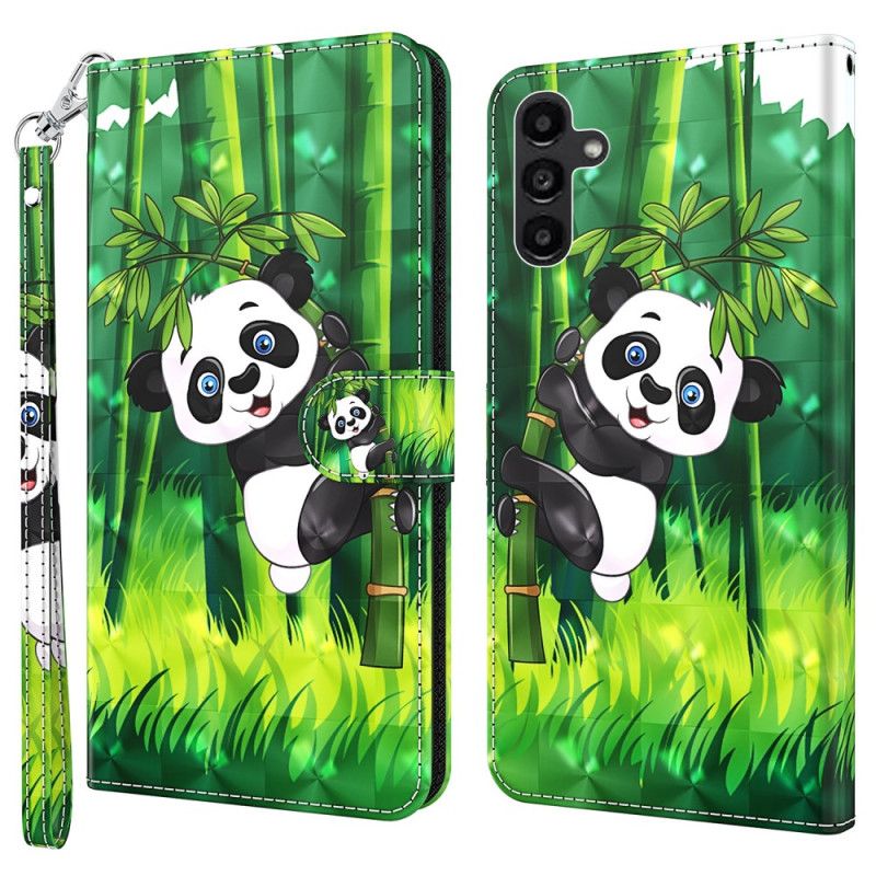 Folio-hoesje Samsung Galaxy A55 5g Telefoonhoesje Bamboe Panda Met Riem