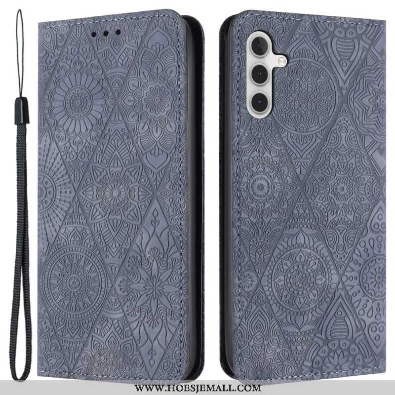 Folio-hoesje Samsung Galaxy A55 5g Telefoonhoesje Patchwork Met Bandje