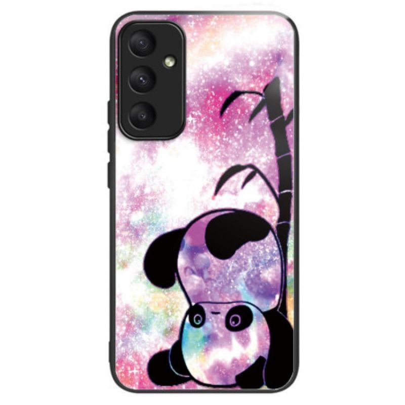 Hoesje Samsung Galaxy A55 5g Schattige Panda Van Gehard Glas Bescherming Hoesje