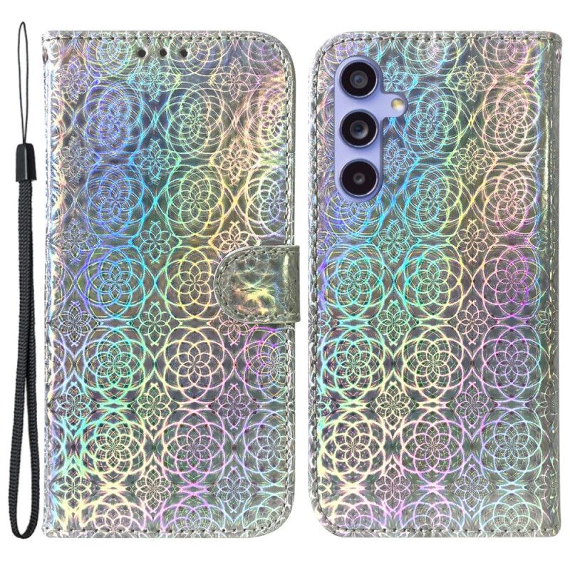 Leren Hoesje Samsung Galaxy A55 5g Disco-stijl Met Bandjes Bescherming Hoesje