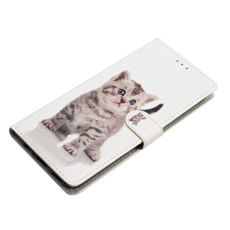 Leren Hoesje Samsung Galaxy A55 5g Kleine Kat Met Riem Bescherming Hoesje