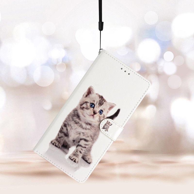 Leren Hoesje Samsung Galaxy A55 5g Kleine Kat Met Riem Bescherming Hoesje