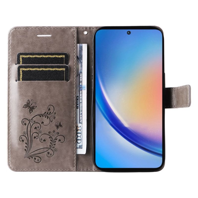 Leren Hoesje Samsung Galaxy A55 5g Reuzevlinders Met Riempje Bescherming Hoesje