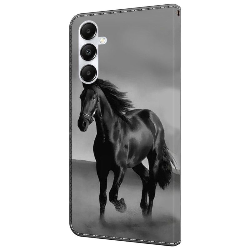 Leren Hoesje Samsung Galaxy A55 5g Zwart Paard Bescherming Hoesje