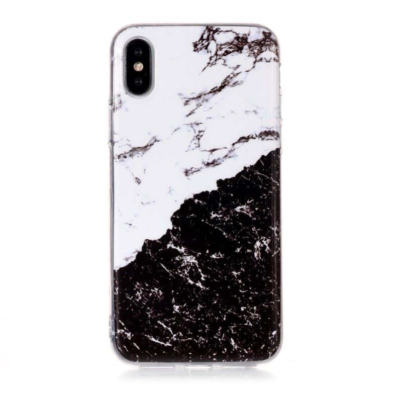 Case Hoesje iPhone XS Wit Zwart Telefoonhoesje Donker Marmer