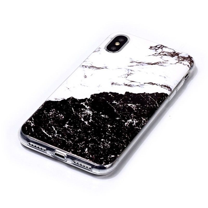 Case Hoesje iPhone XS Wit Zwart Telefoonhoesje Donker Marmer