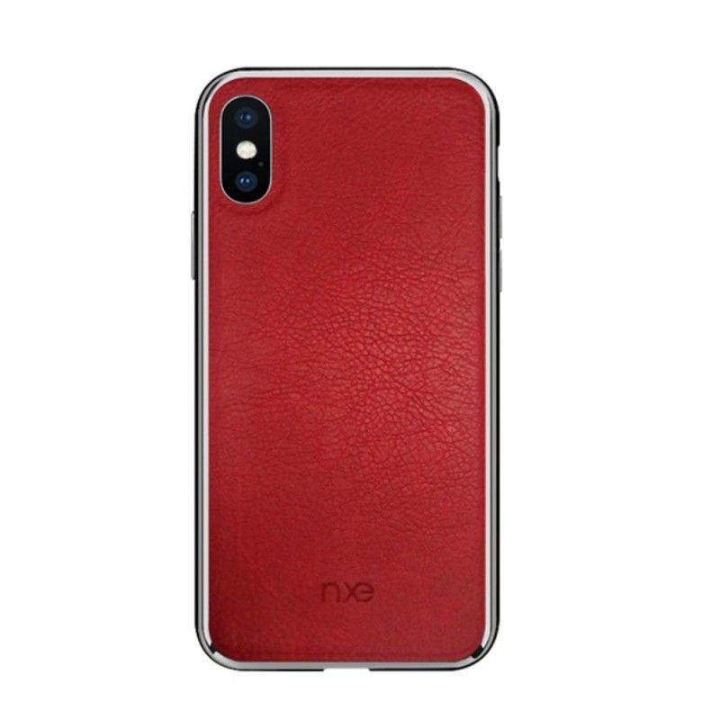 Hoesje iPhone XS Donkerblauw Rood Nxe Leer