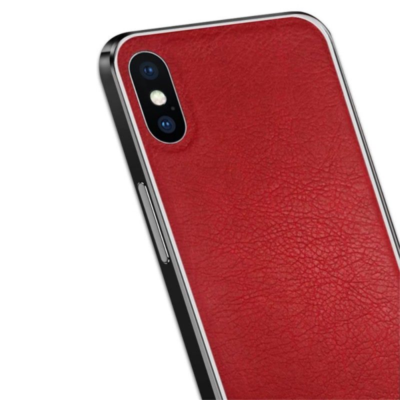 Hoesje iPhone XS Donkerblauw Rood Nxe Leer