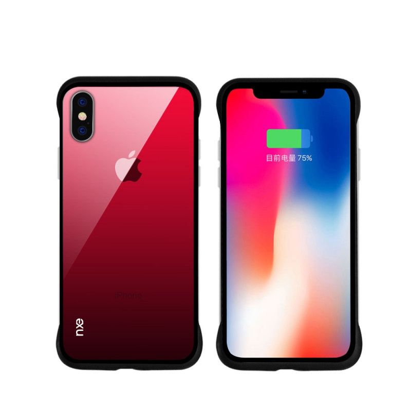 Hoesje iPhone XS Roze Rood Nxe Gehard Glas Kleuren