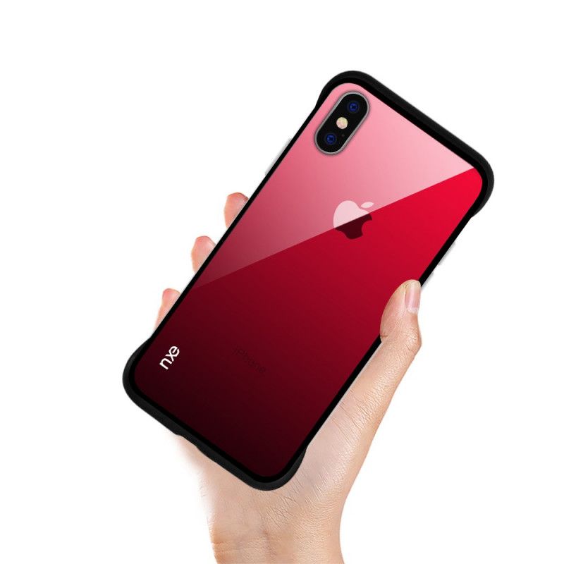 Hoesje iPhone XS Roze Rood Nxe Gehard Glas Kleuren